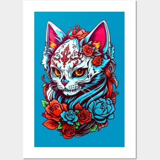 Sugar Skull Cat Posters and Art